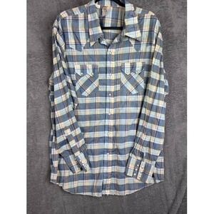 Vtg Western Pearl Snap Button Dee Cee Rangers Shirt Sz XL (18) Plaid Long Sleeve